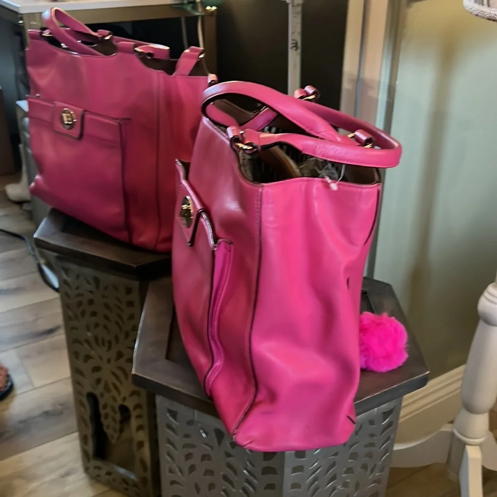 1 hour sale♠️💕 Kate Spade ♠️ large pink leather tote, UIGC - Picture 8 of 15